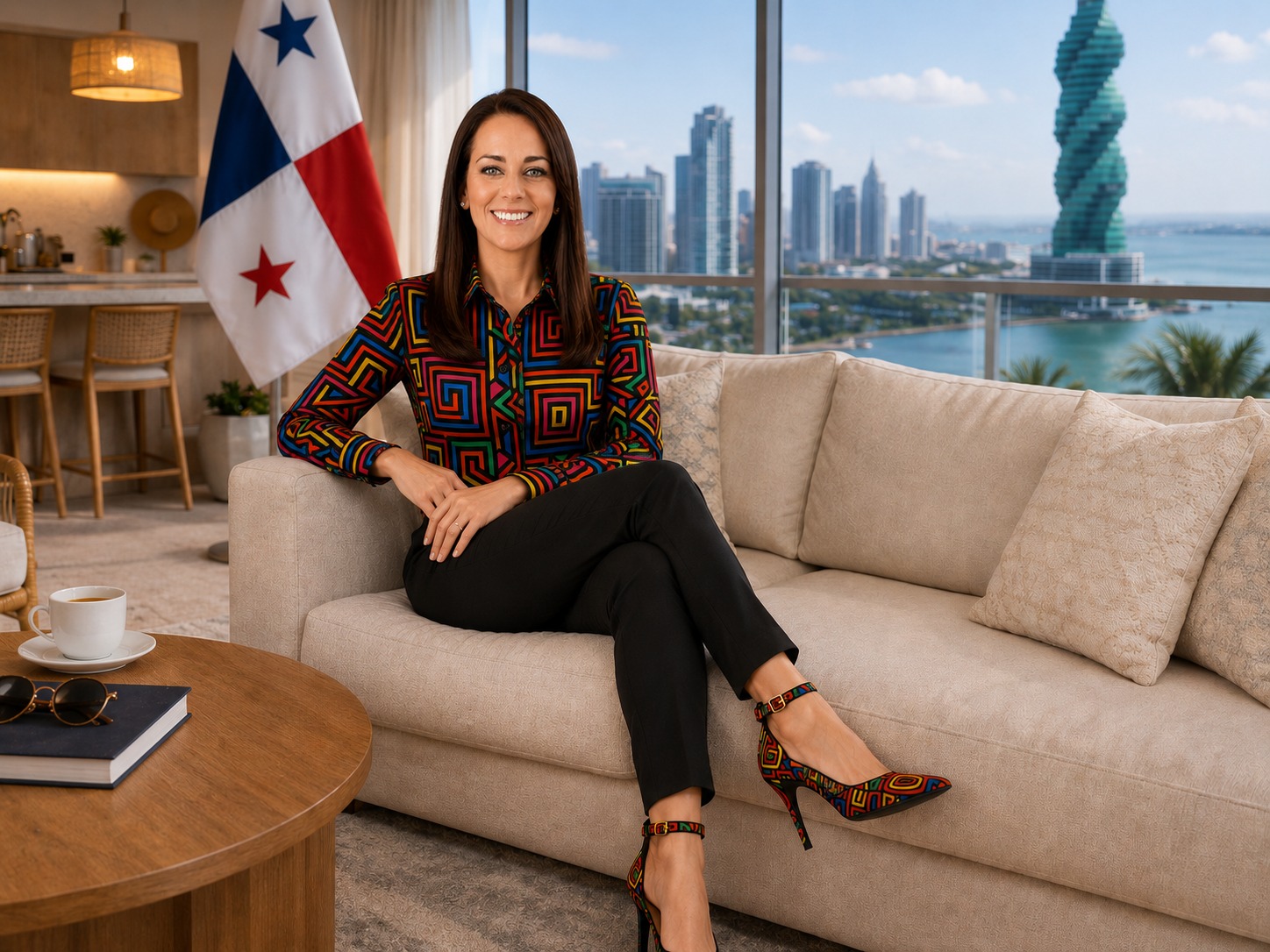Canal do Panamá - Cliente em sala com vista da cidade